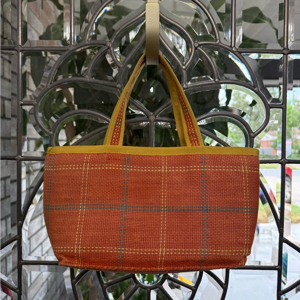 Polo Ralph Lauren Mini Orange Plaid Tote‎